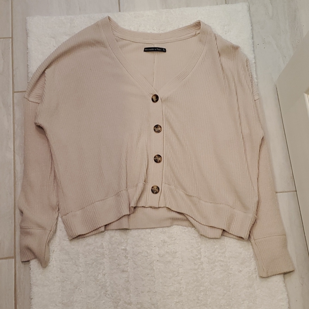 Abercrombie & Fitch XL V-Neck Cream Sweater